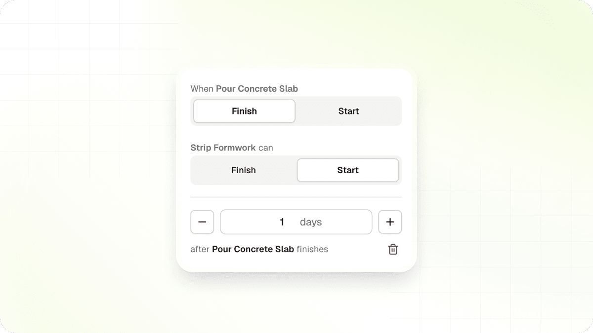 Add lag or lead times between dependent tasks in the scheduling detail panel