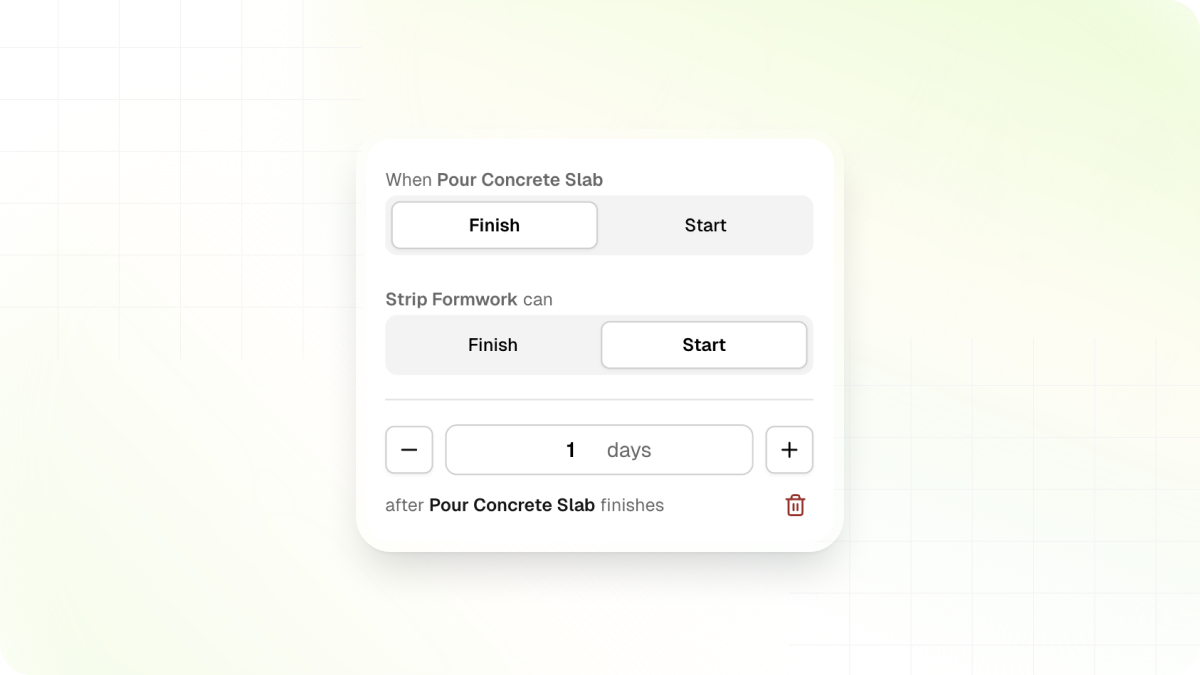 Add lag or lead times between dependent tasks in the scheduling detail panel
